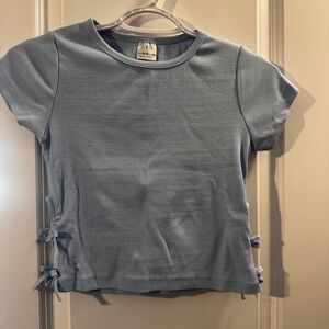 ✨ ZARA Ribbed Blue Tie Side Top Size 12-13 (156) – NEW WITHOUT TAGS ✨